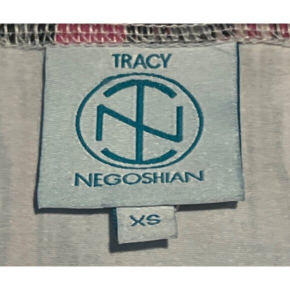 Tracy Negoshian XS Pink/Gray Ikat Print V-Neck Dress 3/4 Sleeve Stretchy - Picture 2 of 6